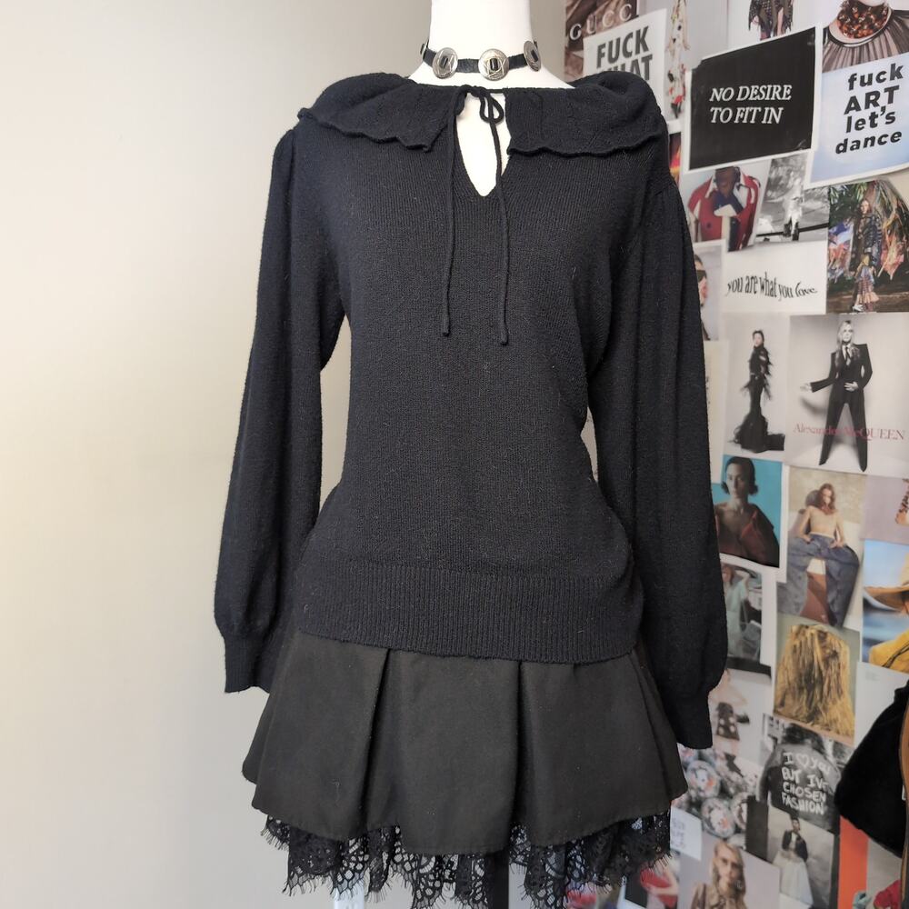 Ruffle Collar Knit Pullover Coquette Sweater